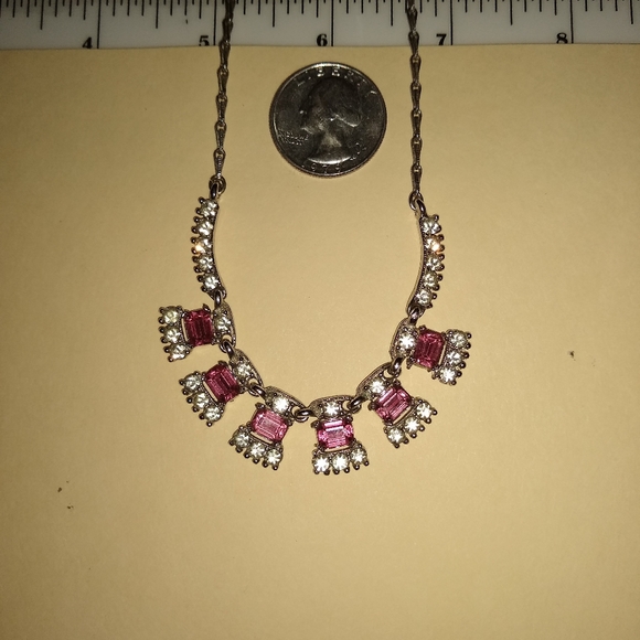 💮 Pink rhinestone necklace - Picture 4 of 5